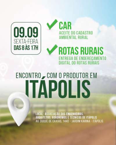 Mutirão de Aceite do Cadastro Ambiental Rural e Rotas Rurais, é realizado em Itápolis pela CATI / SAA-SP.