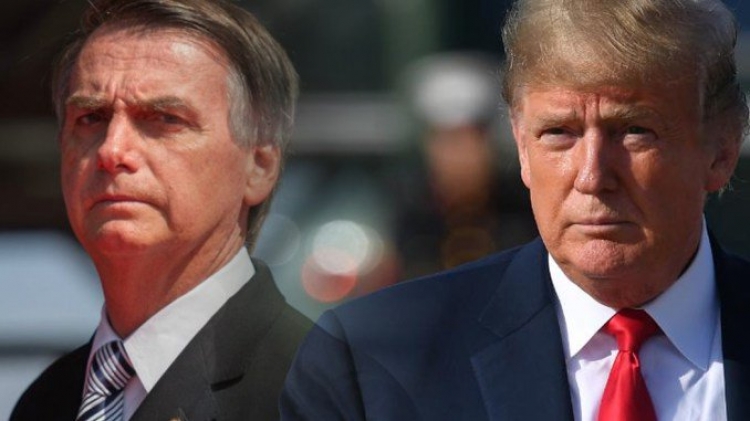 Bolsonaro com Trump; jantar de chegada nos EUA tem a China como assunto principal