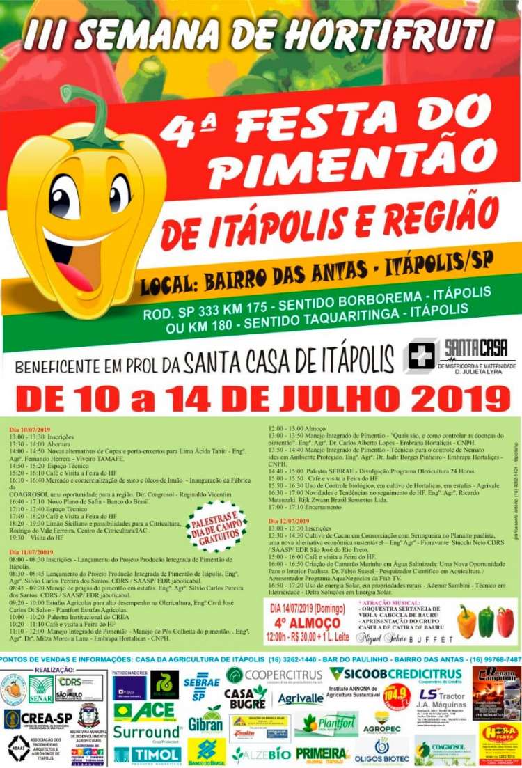 Começa dia 10 de julho a 4ª Festa do Pimentão de Itápolis