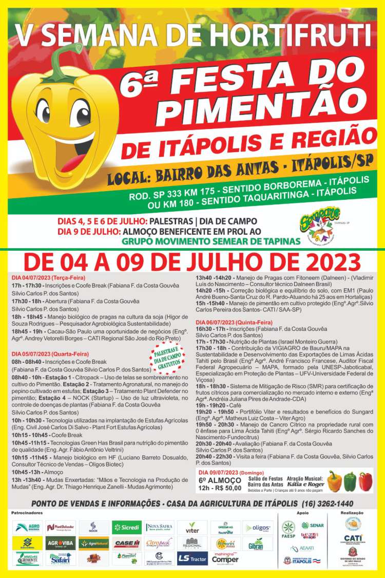 Itápolis - Festa do Pimentão acontece do dia 04 a 09 de Julho no Bairro das Antas